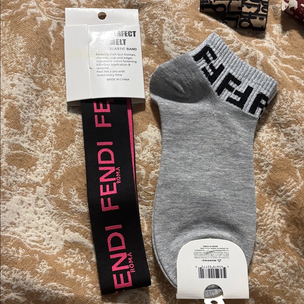 Fashion F Roma Gray Casual Ankle Socks & Headband